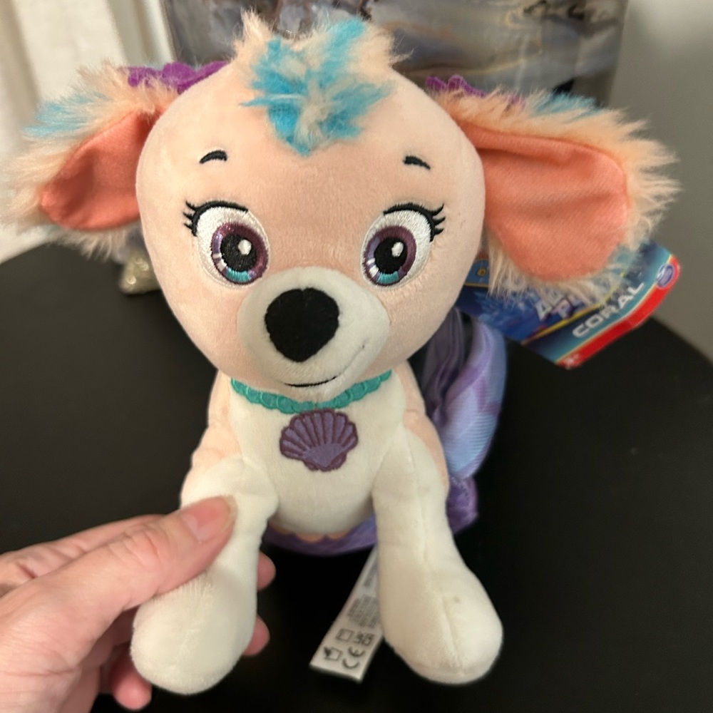 Nickelodeon Paw Patrol Coral 🪸Plush with Blue and Purple has tags attached.